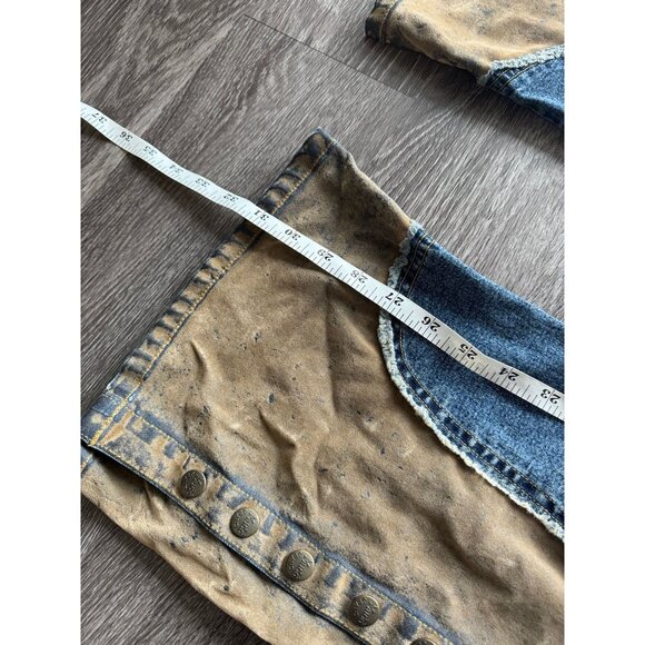 Y2K Mudd Low Rise Flare Two Tone Snap Pants size 8 - Picture 9 of 11